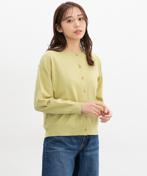 Honeys（ハニーズ）の「【ＵＶカット・花粉リリース加工】花粉対策クルーカーデ（カーディガン/ボレロ・レディース・ホワイト×ブルー/ホワイト×ブラック/アイボリー/ネイビー/イエロー/ピンク・M/LL/L）」の16枚目の写真