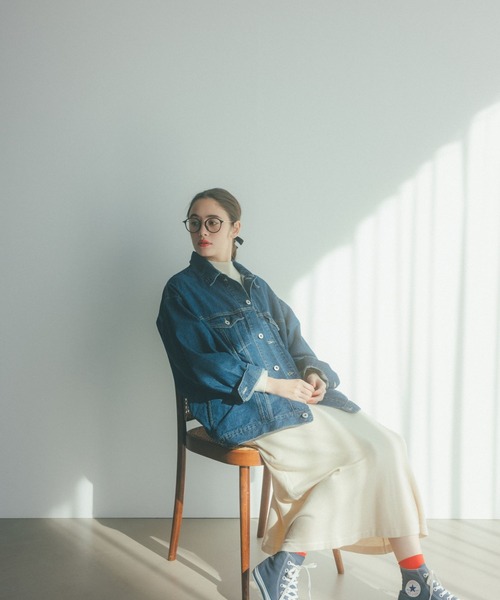 studio CLIP（スタディオクリップ）の「【ONKUL掲載商品】ロング丈Gジャン《CLIP denim》（デニムジャケット・レディース・ブルー/アイボリー/ライトブルー・FREE）」の6枚目の写真