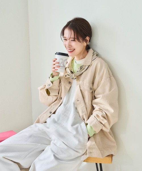 studio CLIP（スタディオクリップ）の「【ONKUL掲載商品】ロング丈Gジャン《CLIP denim》（デニムジャケット・レディース・ブルー/アイボリー/ライトブルー・FREE）」の9枚目の写真