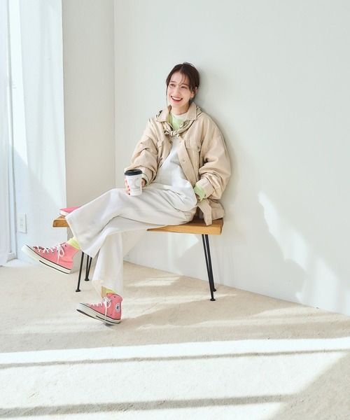 studio CLIP（スタディオクリップ）の「【ONKUL掲載商品】ロング丈Gジャン《CLIP denim》（デニムジャケット・レディース・ブルー/アイボリー/ライトブルー・FREE）」の14枚目の写真