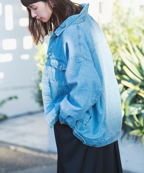 studio CLIP（スタディオクリップ）の「【ONKUL掲載商品】ロング丈Gジャン《CLIP denim》（デニムジャケット・レディース・ブルー/アイボリー/ライトブルー・FREE）」の17枚目の写真