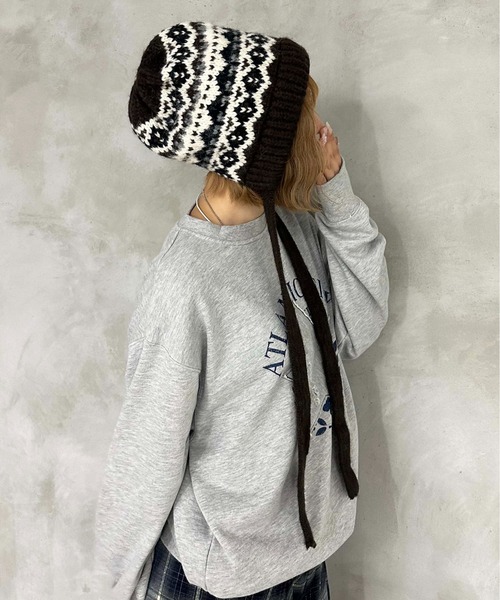 sedacle(セダクル)の「カウチンデザインニット帽(ニットキャップ/ビーニー・メンズ・カーキ/ブラウン/ネイビー/ベージュ・FREE)」の6枚目の写真