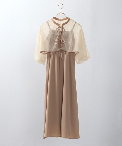 パール付きチュールボレロ＋キャミワンピースドレス Jolie et ドレス 「再入荷！」パール付きチュールボレロ＋キャミ