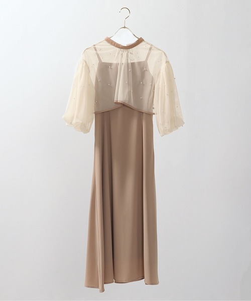 【お手持ちのドレスに合わせて】パール付シースルー ボレロ 2way b9d199164a5304b49bd1d80deb2648