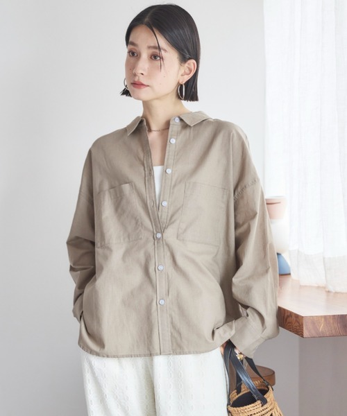 Doux archives（ドゥアルシーヴ）の「コットンリネンシャツ（シャツ/ブラウス・レディース・グレー/オフホワイト/ミント/ピンク・FREE）」の3枚目の写真