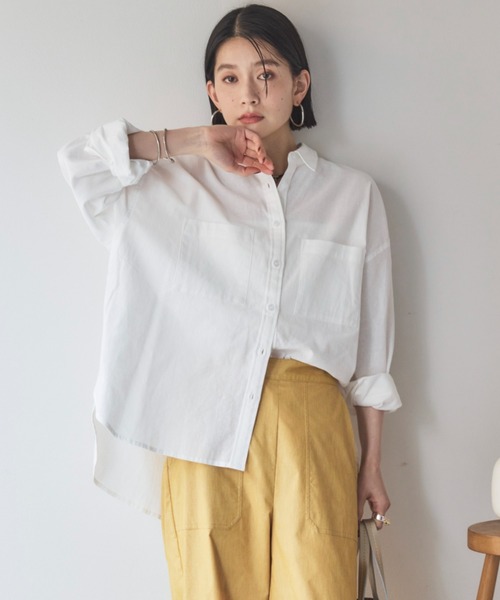Doux archives（ドゥアルシーヴ）の「コットンリネンシャツ（シャツ/ブラウス・レディース・グレー/オフホワイト/ミント/ピンク・FREE）」の2枚目の写真
