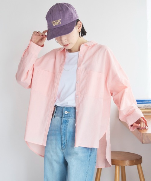 Doux archives（ドゥアルシーヴ）の「コットンリネンシャツ（シャツ/ブラウス・レディース・グレー/オフホワイト/ミント/ピンク・FREE）」の4枚目の写真