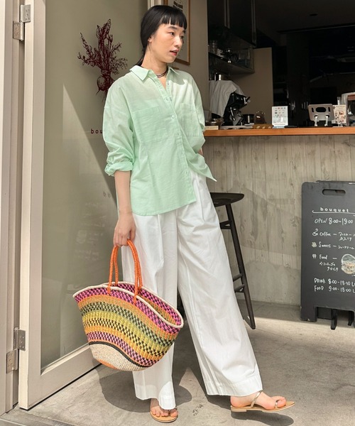 Doux archives（ドゥアルシーヴ）の「コットンリネンシャツ（シャツ/ブラウス・レディース・グレー/オフホワイト/ミント/ピンク・FREE）」の7枚目の写真