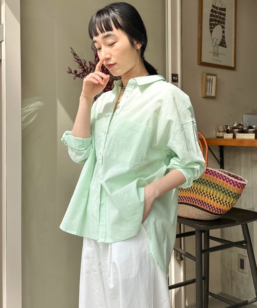 Doux archives（ドゥアルシーヴ）の「コットンリネンシャツ（シャツ/ブラウス・レディース・グレー/オフホワイト/ミント/ピンク・FREE）」の18枚目の写真