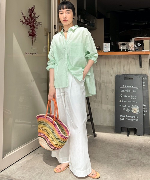 Doux archives（ドゥアルシーヴ）の「コットンリネンシャツ（シャツ/ブラウス・レディース・グレー/オフホワイト/ミント/ピンク・FREE）」の6枚目の写真