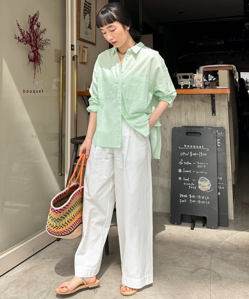 Doux archives（ドゥアルシーヴ）の「コットンリネンシャツ（シャツ/ブラウス・レディース・グレー/オフホワイト/ミント/ピンク・FREE）」の9枚目の写真