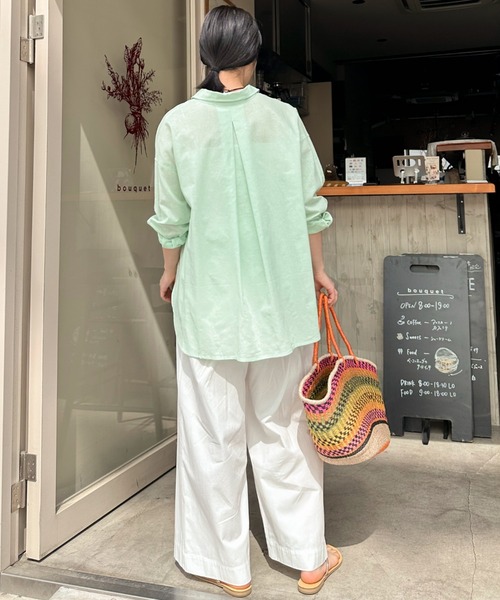 Doux archives（ドゥアルシーヴ）の「コットンリネンシャツ（シャツ/ブラウス・レディース・グレー/オフホワイト/ミント/ピンク・FREE）」の8枚目の写真