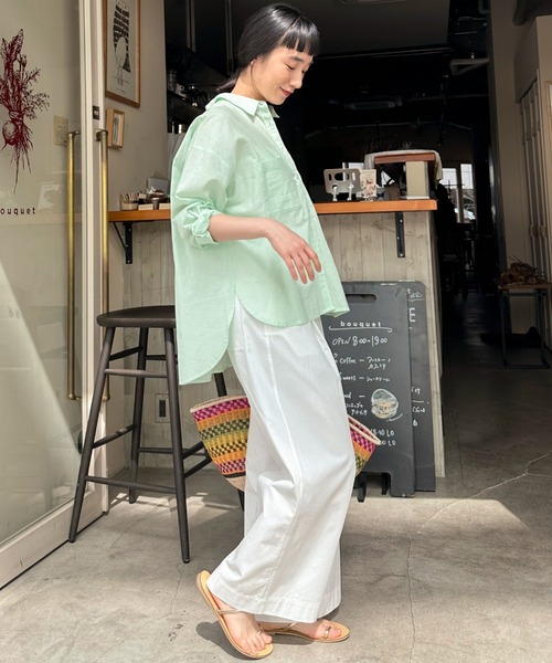 Doux archives（ドゥアルシーヴ）の「コットンリネンシャツ（シャツ/ブラウス・レディース・グレー/オフホワイト/ミント/ピンク・FREE）」の10枚目の写真