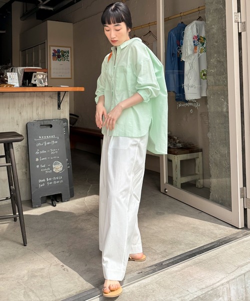 Doux archives（ドゥアルシーヴ）の「コットンリネンシャツ（シャツ/ブラウス・レディース・グレー/オフホワイト/ミント/ピンク・FREE）」の12枚目の写真