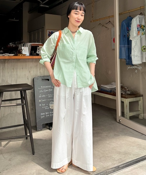 Doux archives（ドゥアルシーヴ）の「コットンリネンシャツ（シャツ/ブラウス・レディース・グレー/オフホワイト/ミント/ピンク・FREE）」の11枚目の写真