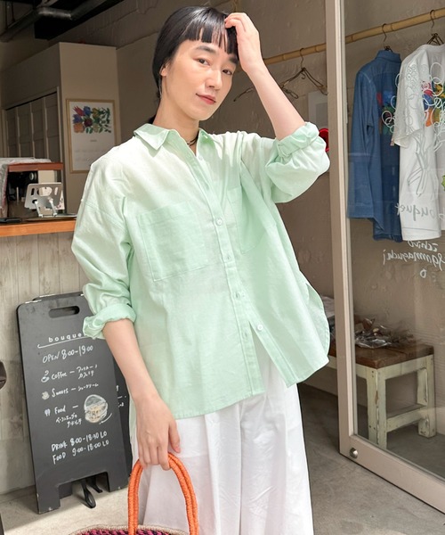 Doux archives（ドゥアルシーヴ）の「コットンリネンシャツ（シャツ/ブラウス・レディース・グレー/オフホワイト/ミント/ピンク・FREE）」の19枚目の写真