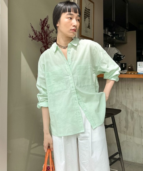 Doux archives（ドゥアルシーヴ）の「コットンリネンシャツ（シャツ/ブラウス・レディース・グレー/オフホワイト/ミント/ピンク・FREE）」の15枚目の写真