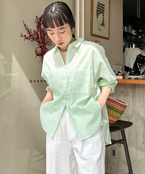 Doux archives（ドゥアルシーヴ）の「コットンリネンシャツ（シャツ/ブラウス・レディース・グレー/オフホワイト/ミント/ピンク・FREE）」の17枚目の写真