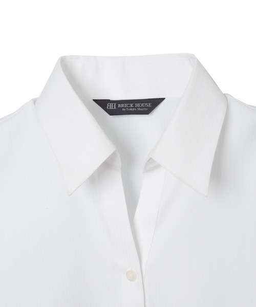 TOKYO SHIRTS（トウキョウシャツ）の「透け防止 形態安定ノーアイロン スキッパー 長袖ビジネスワイシャツ（ビジネスシャツ・レディース・ホワイト・XS/S/M/L/LL/XL）」の2枚目の写真