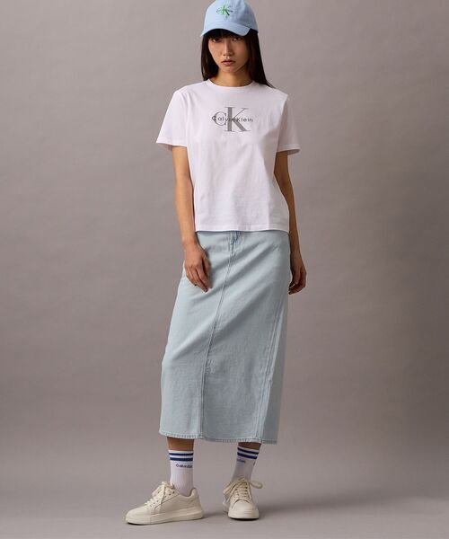 Calvin Klein（カルバン・クライン）の「クラッシック モノロゴ クルーネック Tシャツ（Tシャツ/カットソー・レディース・ホワイト/ブラック/グレー・L/M/S/XS）」の13枚目の写真