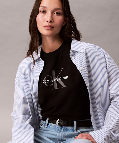 Calvin Klein（カルバン・クライン）の「クラッシック モノロゴ クルーネック Tシャツ（Tシャツ/カットソー・レディース・ホワイト/ブラック/グレー・L/M/S/XS）」の8枚目の写真