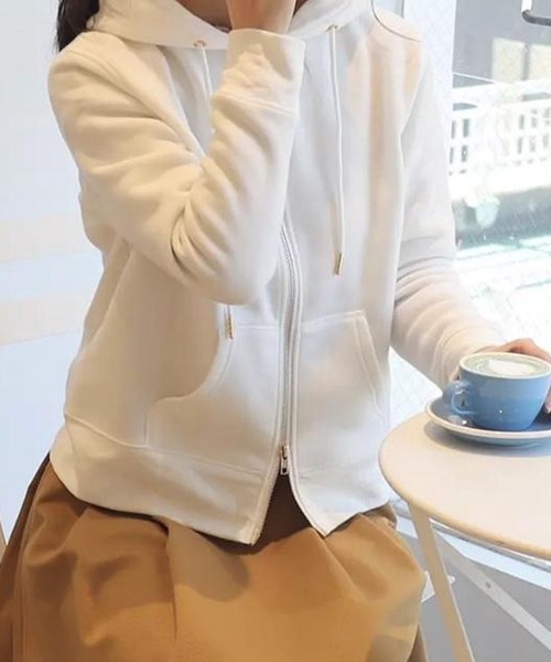 aquagarage（アクアガレージ）の「ダブルジップベーシックパーカー（パーカー・レディース・ライトグレー/ブラック/チャコール/オフホワイト・M1/L2/M2/L1）」の2枚目の写真