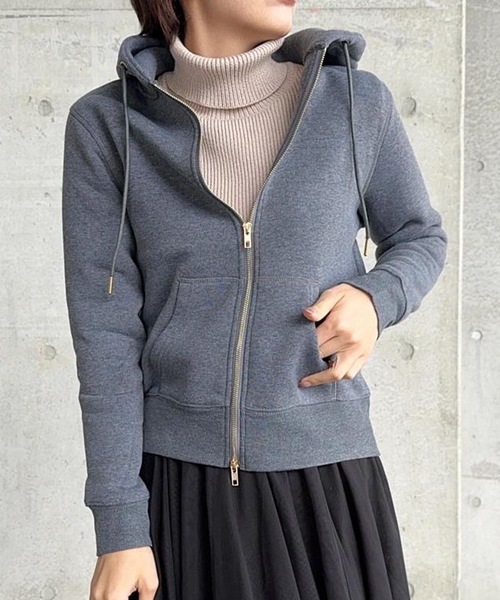 aquagarage（アクアガレージ）の「ダブルジップベーシックパーカー（パーカー・レディース・ライトグレー/ブラック/チャコール/オフホワイト・M1/L2/M2/L1）」の4枚目の写真