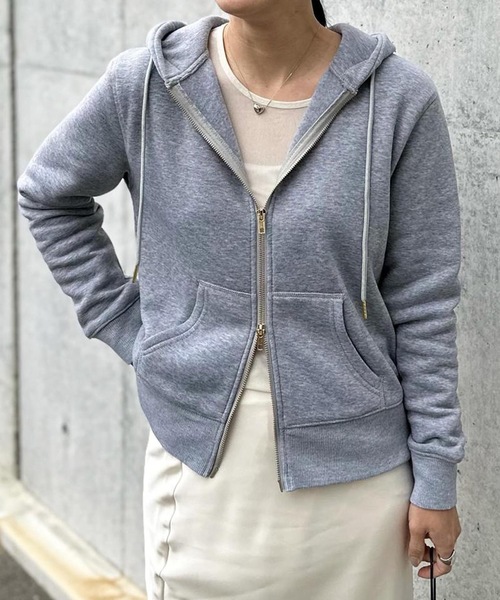 aquagarage（アクアガレージ）の「ダブルジップベーシックパーカー（パーカー・レディース・ライトグレー/ブラック/チャコール/オフホワイト・M1/L2/M2/L1）」の3枚目の写真