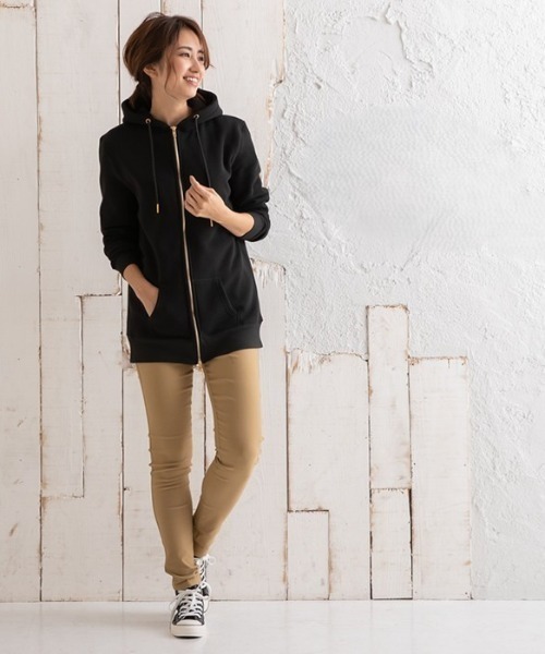 aquagarage（アクアガレージ）の「ダブルジップベーシックパーカー（パーカー・レディース・ライトグレー/ブラック/チャコール/オフホワイト・M1/L2/M2/L1）」の6枚目の写真