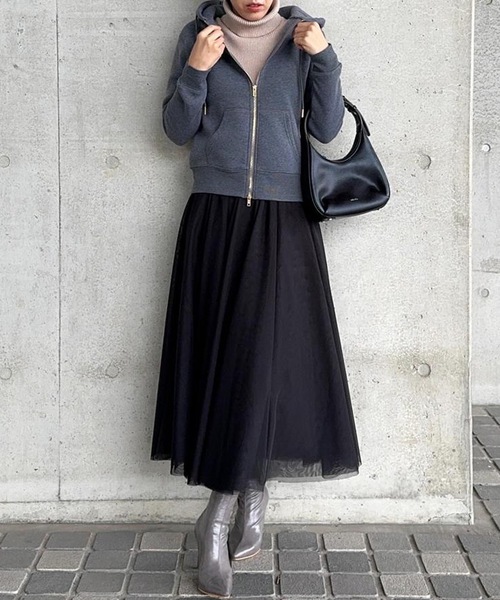 aquagarage（アクアガレージ）の「ダブルジップベーシックパーカー（パーカー・レディース・ライトグレー/ブラック/チャコール/オフホワイト・M1/L2/M2/L1）」の22枚目の写真