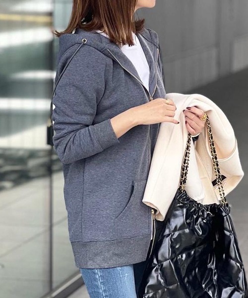 aquagarage（アクアガレージ）の「ダブルジップベーシックパーカー（パーカー・レディース・ライトグレー/ブラック/チャコール/オフホワイト・M1/L2/M2/L1）」の20枚目の写真