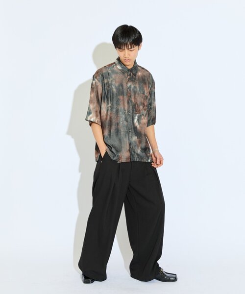 Lui's(ルイス)の「【Neucon/ニューコン】 ペイントデザイン7分袖オーバーシャツ(シャツ/ブラウス・メンズ・ブラック/ブラウン・1/2)」の17枚目の写真