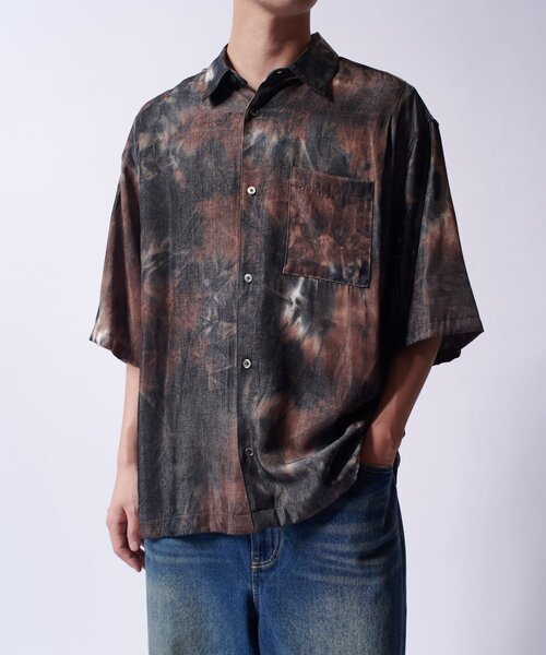 Lui's(ルイス)の「【Neucon/ニューコン】 ペイントデザイン7分袖オーバーシャツ(シャツ/ブラウス・メンズ・ブラック/ブラウン・1/2)」の21枚目の写真