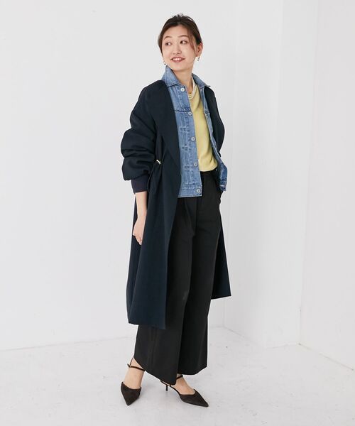 le.coeur blanc（ルクールブラン）の「タンブラーオックスロングブルゾンコート（ノーカラーコート・レディース・グレイッシュベージュ/ネイビー・38）」の16枚目の写真