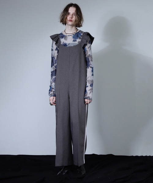 ROSE BUD（ローズバッド）の「(CREOLME)ピンストライプサロペット（サロペット/オーバーオール・レディース・ネイビー/グレー・S/M）」の2枚目の写真