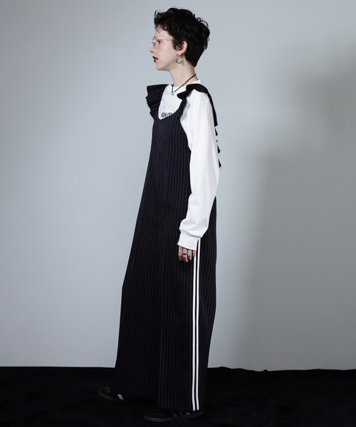 ROSE BUD（ローズバッド）の「(CREOLME)ピンストライプサロペット（サロペット/オーバーオール・レディース・ネイビー/グレー・S/M）」の6枚目の写真
