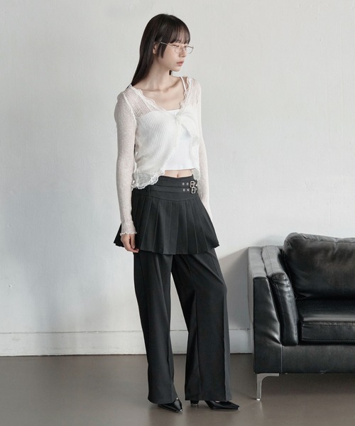 セール】レトロフレンチフリルレースシースルー カーディガン