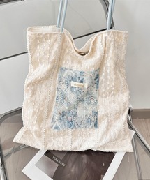 Liaa/ベロア レース 刺繍 トートバッグ A18553