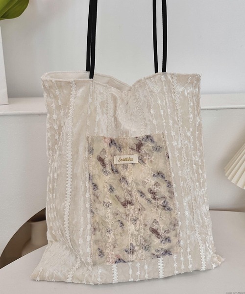 tone(トーン)の「Liaa/ベロア レース 刺繍 トートバッグ A18553(トートバッグ・レディース・その他1/その他4/その他2/その他3/その他5/その他6/その他7/その他9/その他8/その他10・FREE)」の12枚目の写真