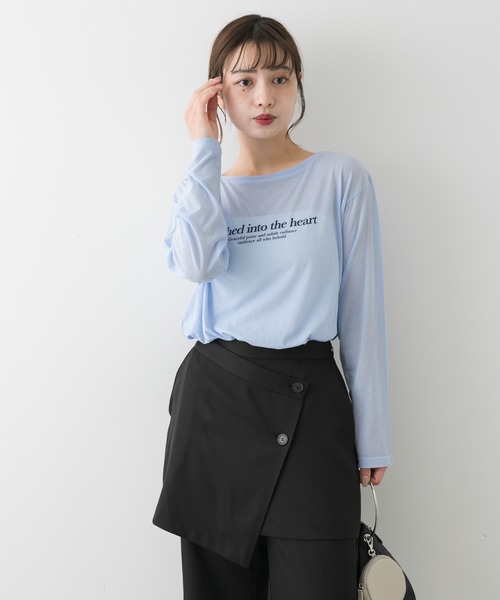 SENSE OF PLACE by URBAN RESEARCH（センスオブプレイスバイアーバンリサーチ）の「ルーズロゴシアーT（Tシャツ/カットソー・レディース・オフホワイト/チャコールグレー/ライトブルー・ONE）」の4枚目の写真