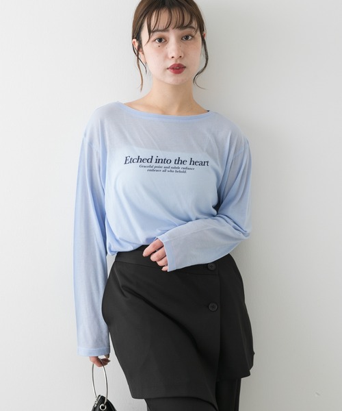 SENSE OF PLACE by URBAN RESEARCH（センスオブプレイスバイアーバンリサーチ）の「ルーズロゴシアーT（Tシャツ/カットソー・レディース・オフホワイト/チャコールグレー/ライトブルー・ONE）」の5枚目の写真