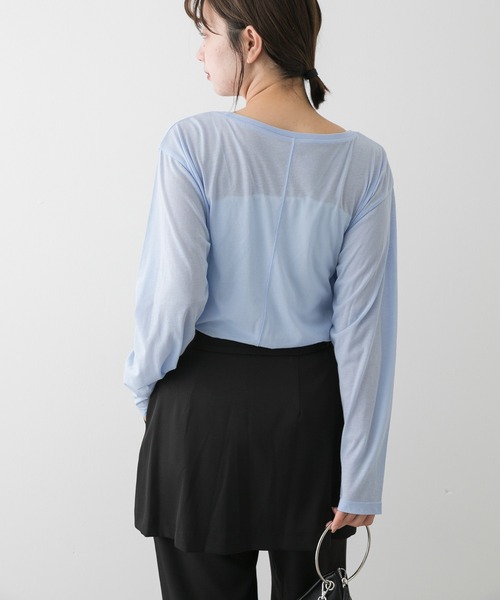 SENSE OF PLACE by URBAN RESEARCH（センスオブプレイスバイアーバンリサーチ）の「ルーズロゴシアーT（Tシャツ/カットソー・レディース・オフホワイト/チャコールグレー/ライトブルー・ONE）」の7枚目の写真