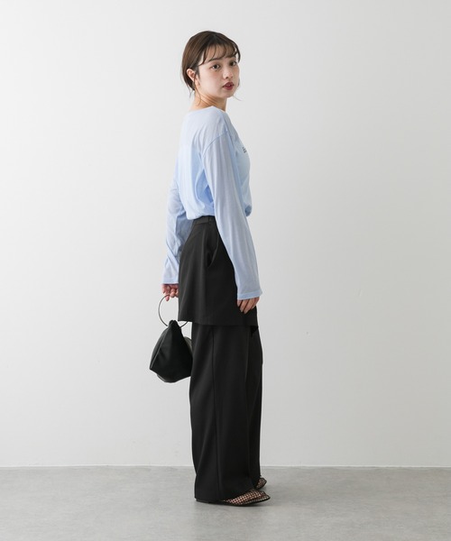 SENSE OF PLACE by URBAN RESEARCH（センスオブプレイスバイアーバンリサーチ）の「ルーズロゴシアーT（Tシャツ/カットソー・レディース・オフホワイト/チャコールグレー/ライトブルー・ONE）」の9枚目の写真