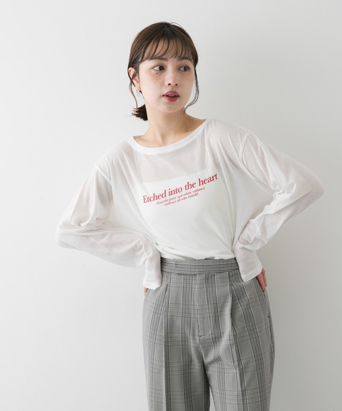 SENSE OF PLACE by URBAN RESEARCH（センスオブプレイスバイアーバンリサーチ）の「ルーズロゴシアーT（Tシャツ/カットソー・レディース・オフホワイト/チャコールグレー/ライトブルー・ONE）」の11枚目の写真