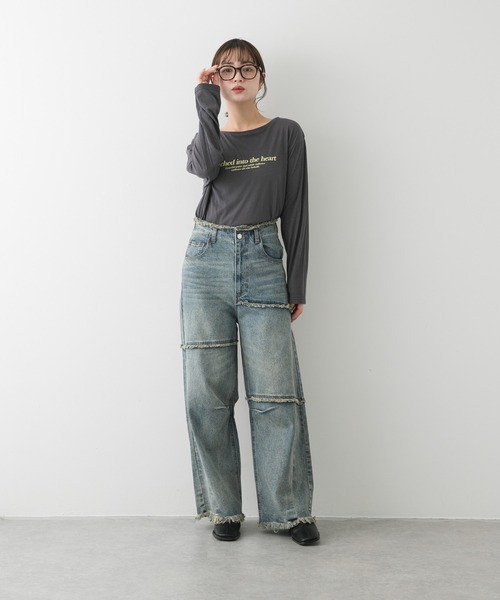 SENSE OF PLACE by URBAN RESEARCH（センスオブプレイスバイアーバンリサーチ）の「ルーズロゴシアーT（Tシャツ/カットソー・レディース・オフホワイト/チャコールグレー/ライトブルー・ONE）」の21枚目の写真