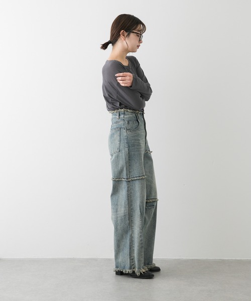 SENSE OF PLACE by URBAN RESEARCH（センスオブプレイスバイアーバンリサーチ）の「ルーズロゴシアーT（Tシャツ/カットソー・レディース・オフホワイト/チャコールグレー/ライトブルー・ONE）」の22枚目の写真