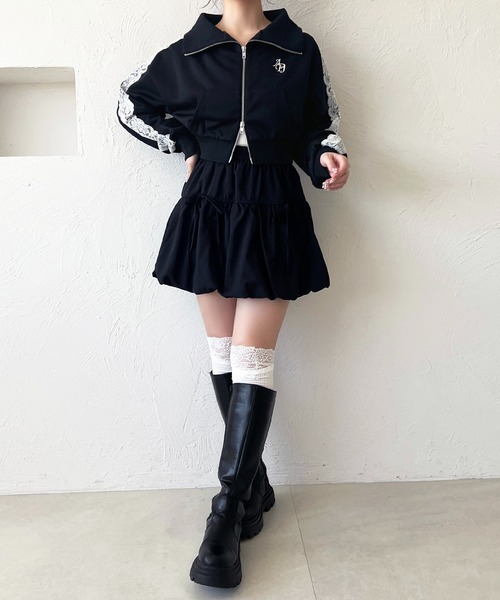 apres jour(アプレジュール)の「オフショルレーストラックジャケット(ジャージ・レディース・ネイビー/ブラック/アイボリー・X-LARGE/フリー)」の12枚目の写真
