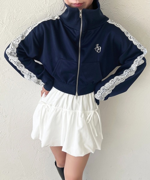 apres jour(アプレジュール)の「オフショルレーストラックジャケット(ジャージ・レディース・ネイビー/ブラック/アイボリー・X-LARGE/フリー)」の14枚目の写真