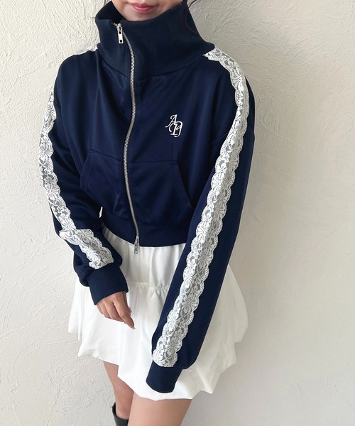 apres jour(アプレジュール)の「オフショルレーストラックジャケット(ジャージ・レディース・ネイビー/ブラック/アイボリー・X-LARGE/フリー)」の15枚目の写真