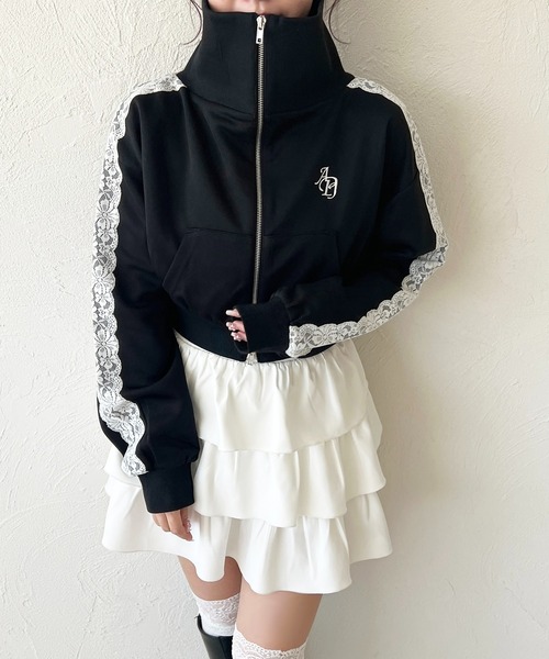 apres jour(アプレジュール)の「オフショルレーストラックジャケット(ジャージ・レディース・ネイビー/ブラック/アイボリー・X-LARGE/フリー)」の8枚目の写真